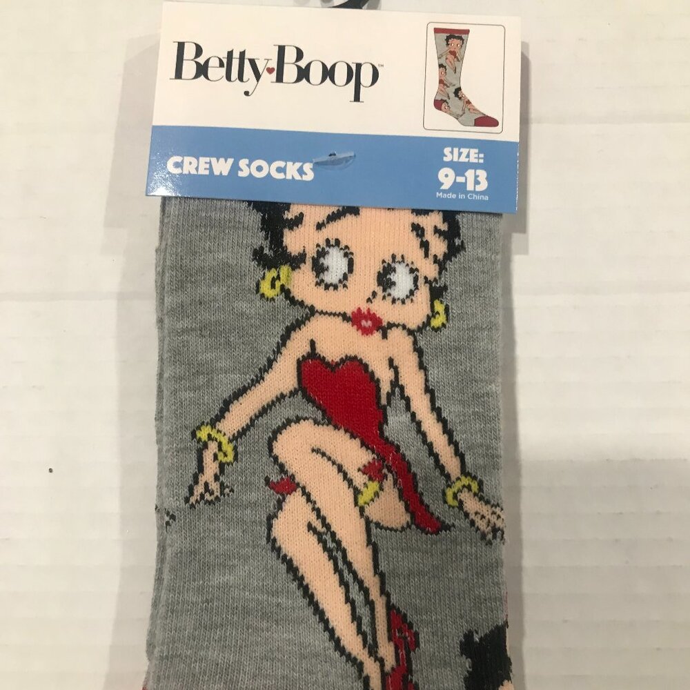 Betty Boop, Betty Boop Socks, Crew Socks, Size 9-13
